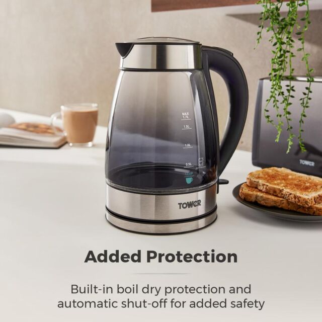 Tower T10058 1.7L Stainless Steel Glass Kettle