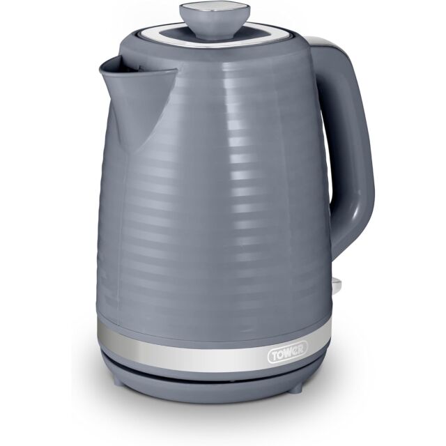 Tower T10077GRY 3Kw 1.7L Saturn Kettle With Quick Boil, Grey And Chrome