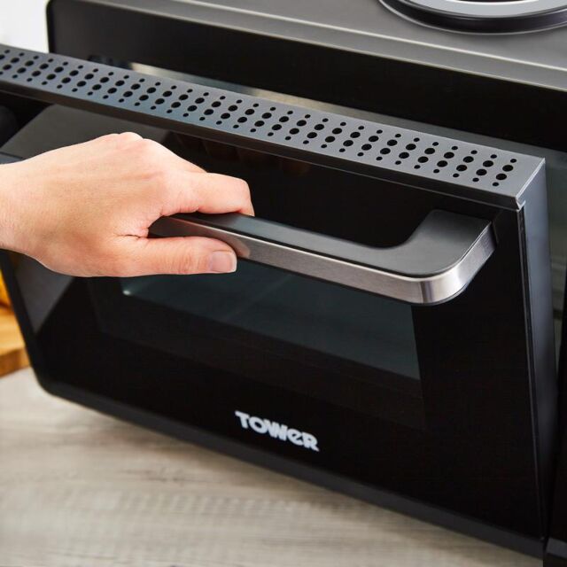 Tower T14044 32L Mini Oven With Hot Plates Black With Silver Accents