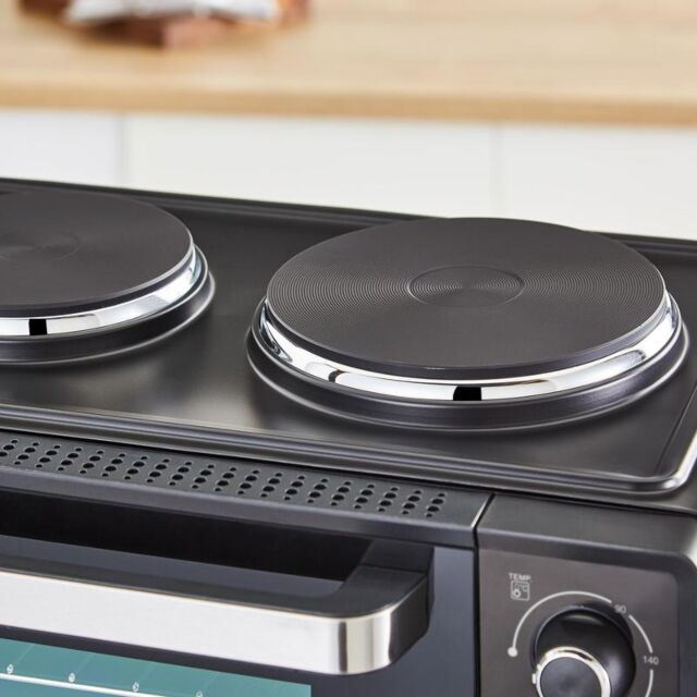 Tower T14044 32L Mini Oven With Hot Plates Black With Silver Accents