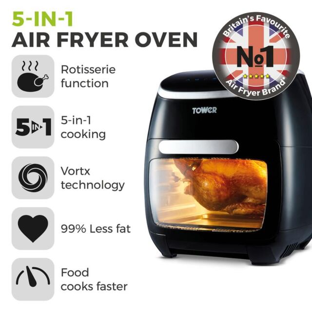 Tower T17039 Vortex 11 Litre Digital Air Fryer 5 In 1 With Rotisserie