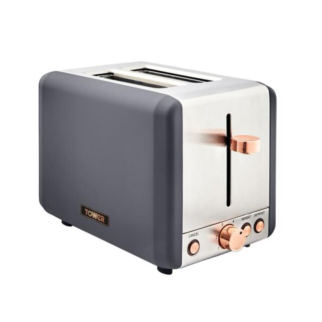 Tower T20036RGG Cavaletto 2 Slice Toaster S/S Grey And Rose Gold Accents
