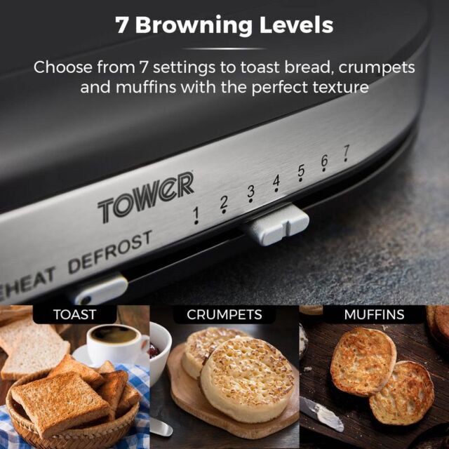 Tower T20043NOR Belle Collection 2 Slice Toaster Black