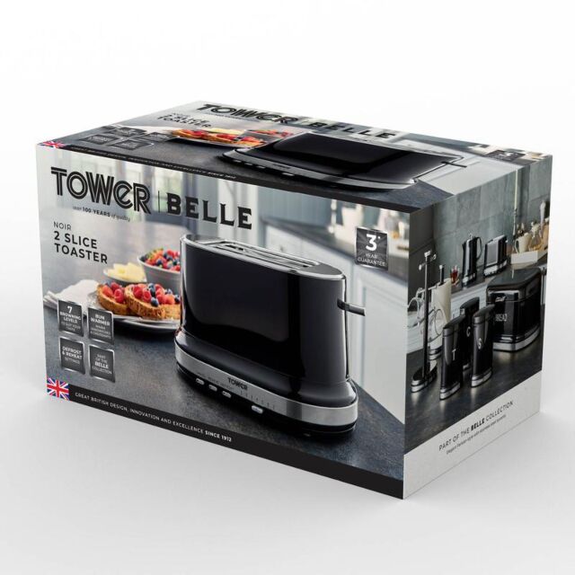 Tower T20043NOR Belle Collection 2 Slice Toaster Black
