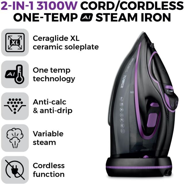 Tower T22036LIL Ceraglide Xl Ai Pro Cordless Steam Iron