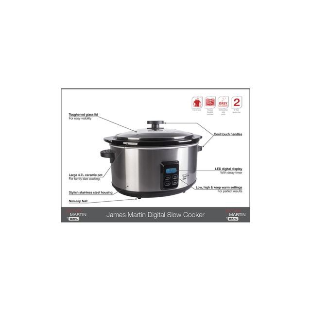 Wahl ZX929 James Martin 4.7L Digital Slow Cooker Stainless Steel