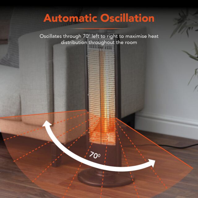 Warmlite WL42013 1Kw Carbon Heater With Oscillation Black
