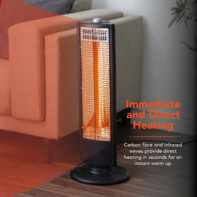Warmlite WL42013 1Kw Carbon Heater With Oscillation Black