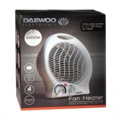 Daewoo HEA1138 2000W Fan Heater. Dual Heat Settings, Thermostatically Controlled, Safety Cut Out, Wh