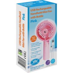 Electrovision (ALTAI) EH1950P Pink USB Rechargeable Hand Held Mist Fan With Bottle