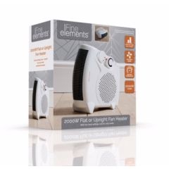 Fine Elements HEA1007 2Kw White Upright/Flat Fan Heater