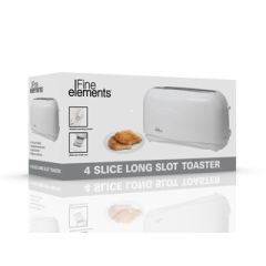 Fine Elements SDA1011GE White 4 Slice Long Slot Toaster