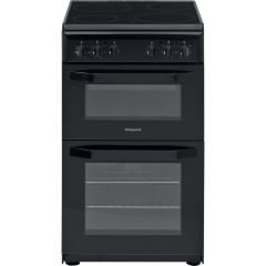 Hotpoint HD5V92KCB 50Cm Black Twin Cavity Cooker With Ceramic Hob