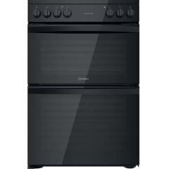 Indesit ID67V9KMBUK 60Cm Double Oven Cooker With Ceramic Hob - Black
