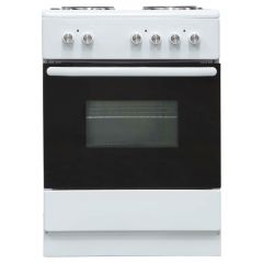 Teknix 60cm Freestanding Electric Cooker With 4 Zone Solid Plate Hob In White