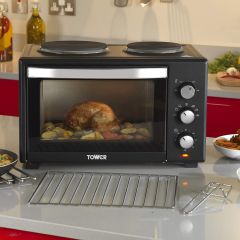 Tower T14013 28L Mini Oven With Double Hotplates