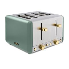 Tower T20051JDE Cavaletto 4 Slice Toaster Jade And Champagne Accents